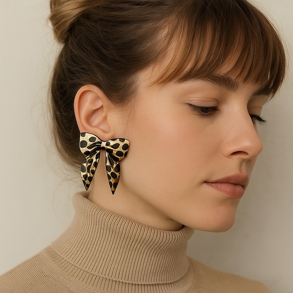 Leopard Print Bow Earrings